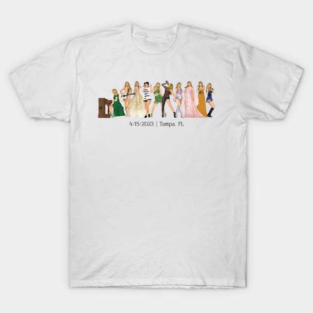 4/15 Tampa Iconic Outfits Eras Lineup T-Shirt by LoveAndLiberate